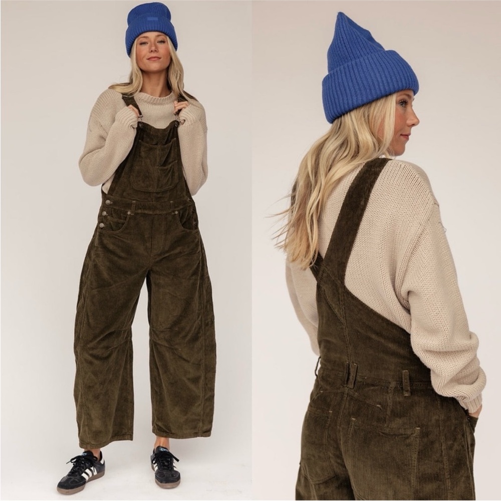 Olive Green Corduroy Overalls